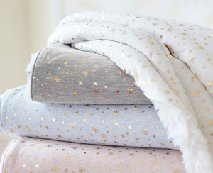 Double Layer Whole Sale Gold <strong>Star</strong> Printed Sherpa <strong>Blanket</strong> Thick Heavy Swaddle Stroller <strong>Blanket</strong> - Product Image 5