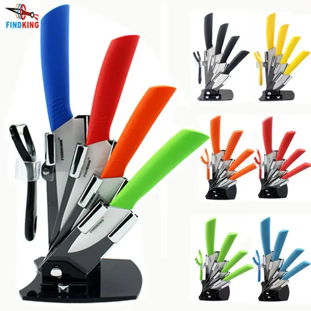 High quality brand Paring Fruit Utility 3" 4" 5" 6" inch + peeler + Acrylic Holder Block Chef Kitchen Ceramic Knife Sets