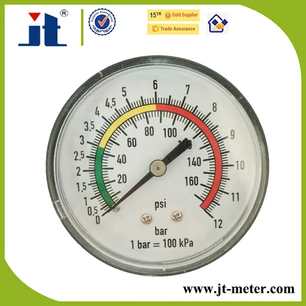 0-12Bar背面取り付けプラスチックケース高圧水ゲージ