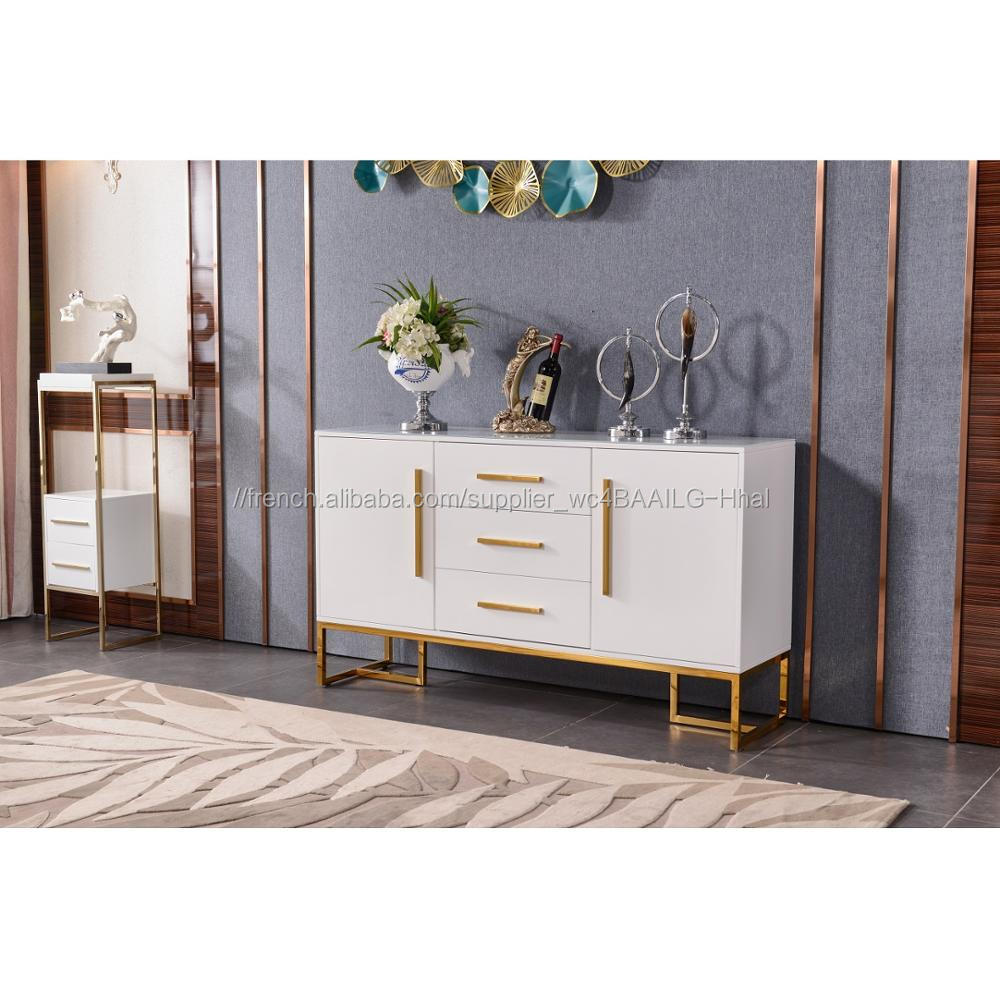Table d'appoint avec tiroirs en table basse en acier inoxydable conception de base
