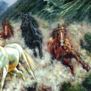 Famosa Obra <span class=keywords><strong>de</strong></span> Arte <span class=keywords><strong>de</strong></span> la Pared China, Pintura al Óleo <span class=keywords><strong>de</strong></span> 8 <span class=keywords><strong>Caballos</strong></span> Corriendo para Sala <span class=keywords><strong>de</strong></span> Estar - Product Image 6