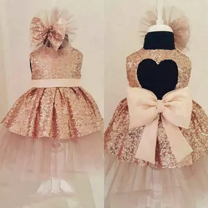2019 bebek kız parti giyim pullu elbise küçük çocuklar akşam elbise