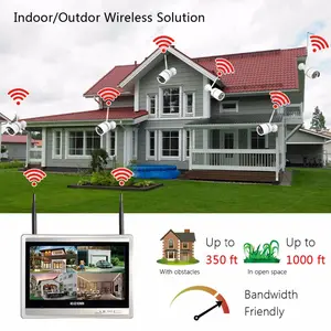 Wireless Outdoor Ip Camera Wireless Home Camera Video Surveillance System 4CH NVR Kit 1080P Security System CCTV 12.5" Monitor 4pcs Outdoor WiFi IP Cam