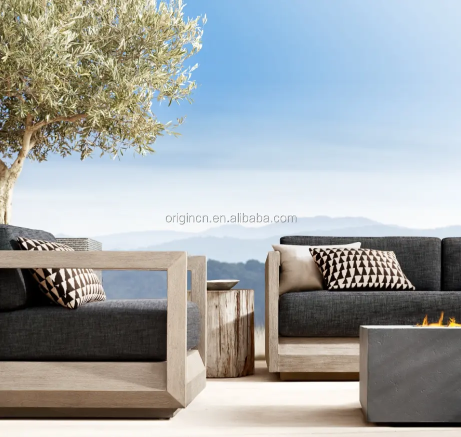 الحديثة تصميم المنزل في الهواء الطلق الجلوس طقم أريكة حار بيع أثاث خشبي من الساج