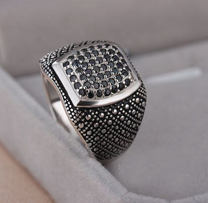 <span class=keywords><strong>Anelli</strong></span> da uomo <span class=keywords><strong>turchi</strong></span> unici antichi personalizzati anello in argento sterling 925 con pietre preziose per uomo - Product Image 5