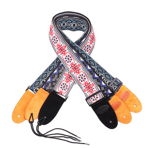 Correa de <span class=keywords><strong>guitarra</strong></span> eléctrica acústica, tejido Jacquard, con extremos de cuero de ante, novedad de 2018 - Product Image 6