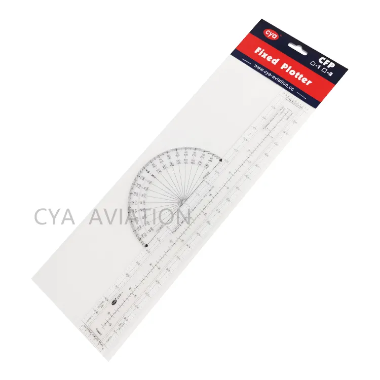 Cya นักบินนักเรียน Lexan พลาสติกตัด PLOTTER Scale ไม้บรรทัดกึ่งวงกลม Protractor สำหรับแผนที่นำทาง CFP-1