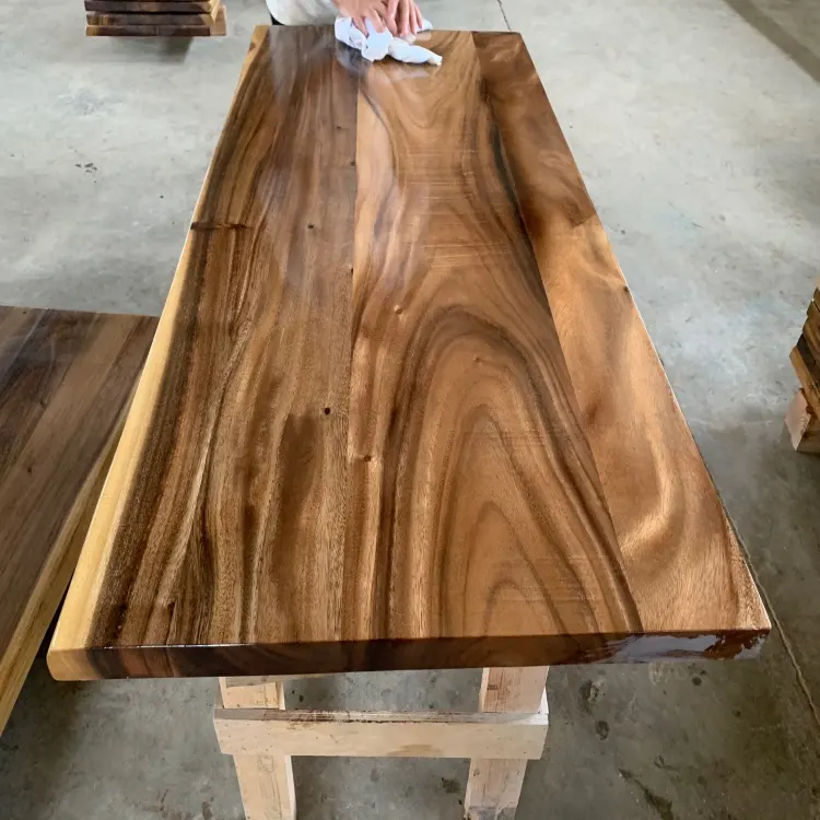 dried solid wood 3 penals live edge office tabletop exported to Canada