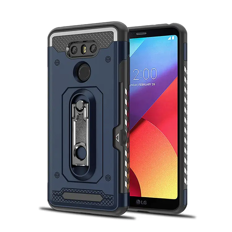 2019 جديد معدن Kickstand Tpu Pc 2 في 1 فتحة للبطاقات تصميم لشركة إل جي G6 جراب هاتف المحمول