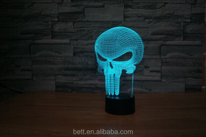 Toque de mordern 3d punisher skull 3d llevó la lámpara de la ilusión óptica - Product Image 1