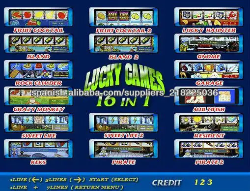 Mega Multi Game Lucky Games 16 in1 Igrosoft Board / ranura / máquina de juego de azar pcb