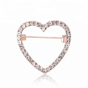 Rinhoo Klassieke Charme Vrouwelijke Gift Rose Gold Rhinestone Hart Broches Pins Sieraden Voor Vrouwen