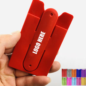 Porte-cartes personnalisé en gros avec support de téléphone portable, étui universel multi-usage en silicone adhésif pour smartphone - Product Image 1