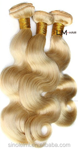 Moda de grado superior del 100% remy de la virgen <span class=keywords><strong>brazilia</strong></span> cabello humano rubio hecha a máquina onda del cuerpo que teje - Product Image 1