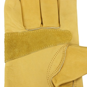 Venta al por mayor de fábrica, guantes de trabajo de palma completa de cuero de vaca amarillo, guantes de construcción de seguridad para hombres y mujeres para protección de manos y brazos - Product Image 5