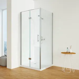Modern bathroom enclosure for germany Square Hinge Polished corner 10mm retractable shower screens