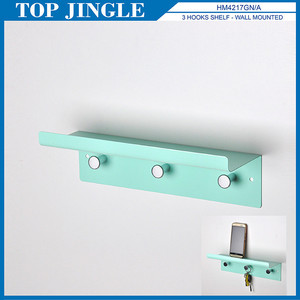 Blue Coating Metal <b>Wall</b> Mounted <b>Shelf</b> with 3 Hooks Finely Processed - Product Image 3