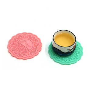 Moulded Eco-Friendly Silicone <strong>Round</strong> <strong>Coaster</strong> with Custom Design 3mm Thickness 10cm Diameter and Custom Logo - Product Image 3