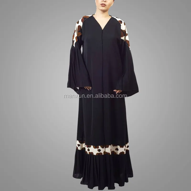 2022 Newest Style office Ladies Muslim Dresses Printing Open Abaya Black Jilbab Simple Kimono Beautiful Islamic Clothing