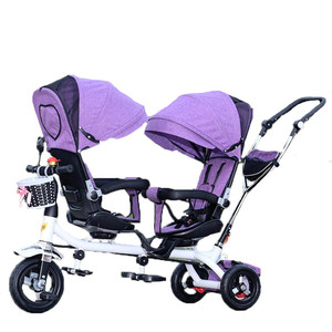 Tricycle double siège de haute qualité <span class=keywords><strong>pour</strong></span> jumeaux, poussette tricycle <span class=keywords><strong>pour</strong></span> <span class=keywords><strong>bébés</strong></span> jumeaux, <span class=keywords><strong>vélo</strong></span> <span class=keywords><strong>pour</strong></span> enfants avec barre de poussée - Product Image 4