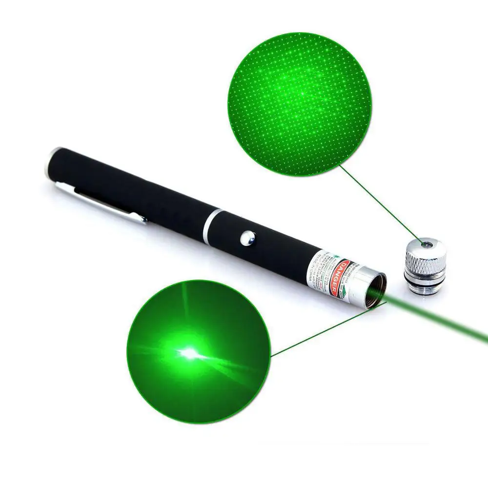 Custom Logo Portable 1MW 5MW 532nm Long Distance Red Blue Green Color Laser Pointer With Star Cap
