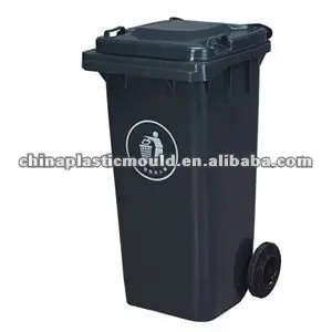 พลาสติกกลางแจ้งถังขยะอุตสาหกรรมปกหนักถังขยะ240lถังขยะพลาสติกที่มี2ล้อ