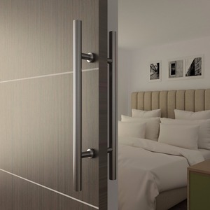 <span class=keywords><strong>Porte</strong></span> intérieure coulissante en bois, avec lignes décoratives en aluminium, pour maison moderne - Product Image 4