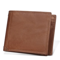 Dompet Pria Kulit Asli Kulit Minimalis Tahan Lama Kualitas Tinggi Vintage Merek Baru Cina