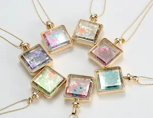 locket alloy square pendant glass photo frame delicate locket pendant