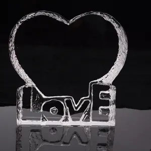 LOVE Heart 모양의 Crystal 비 웁니다 (gorilla Glass) Photo Frame 웨딩 호의 Gifts