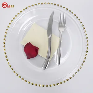 Charger Plates Dinnerware Set Fruit Service Plate Gold Rim Glass para Wedding Banquet Camping Minimalista Prato Transparente