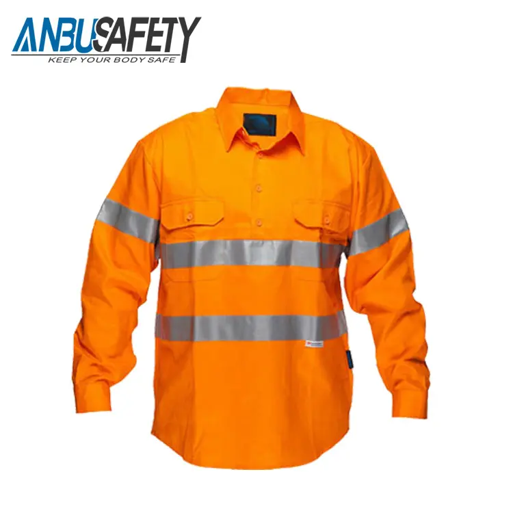 High color fastness orange two tone work shirt