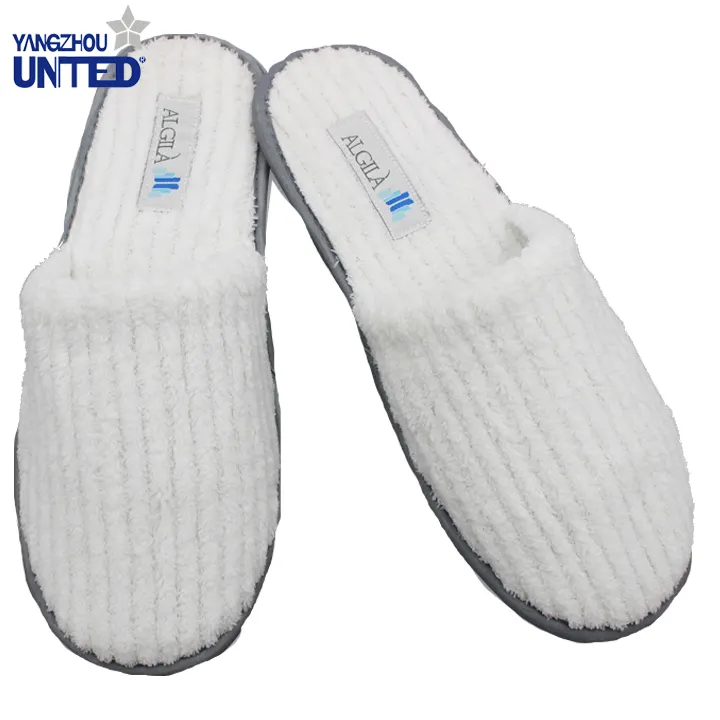 Personalized White Custom Hotel Slippers Closed Toe Disposable Luxury Hotel Slippers Anti-skid Sole