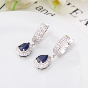 Pendientes <span class=keywords><strong>de</strong></span> gota <span class=keywords><strong>de</strong></span> GEMA <span class=keywords><strong>de</strong></span> zafiro Natural para niñas, joyería fina <span class=keywords><strong>de</strong></span> Plata <span class=keywords><strong>de</strong></span> Ley 925, C472 - Product Image 4
