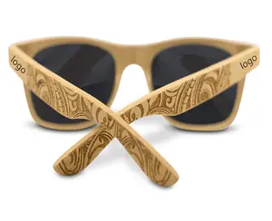 OEM custom logo unisex full laser engraved temples arms bamboo wood polarized shades sunglasses wooden cases box available