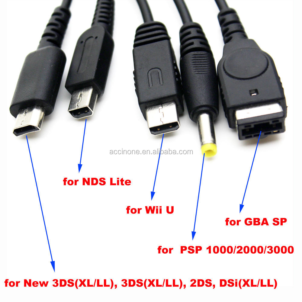 5 in 1 USB şarj aleti şarj kablosu NDSL DS Lite için yeni 3DS XL