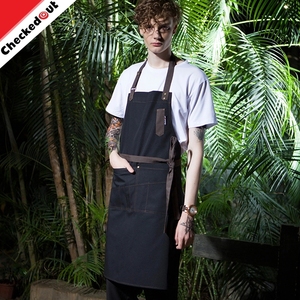 CHECKEDOUT Top cameriere Chef tela regolabile bavaglino grembiule con 2 tasche di alta qualità uniforme da <span class=keywords><strong>cucina</strong></span> - Product Image 4
