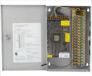 Porta de 18 canais 12vdc 10amp ptc, câmera de saída redefinição de fusível, caixa de alimentação para cctv, bloqueio de chave de segurança