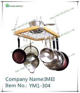 Pop cocineros de cocina estándar de montaje <span class=keywords><strong>en</strong></span> el techo de madera estante del pote, ym1-304 - Product Image 1