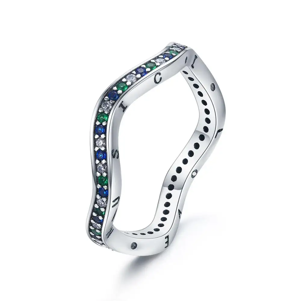 BAGREER SCR198 Multi kleur Mooie Gemstom Zilveren Geometrische Custom Ring Zirconia CZ Steen Vinger Ringen Vrouwen Sieraden
