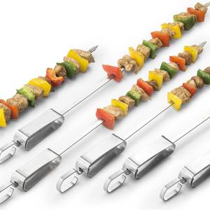 Tenedores planos para barbacoa con hebilla de tarjeta, pincho de acero inoxidable, aguja para barbacoa - Product Image 1