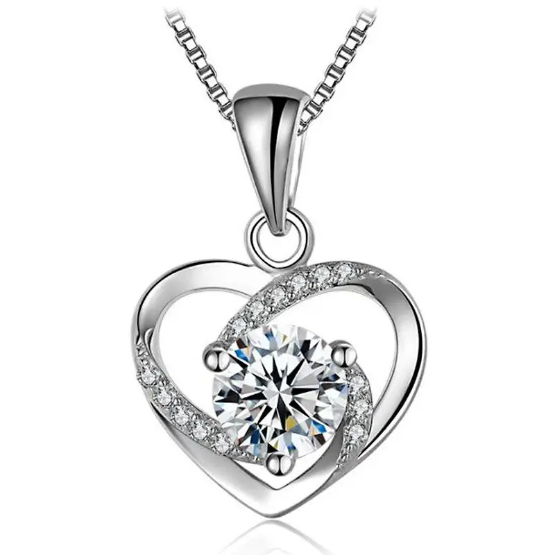 Модных дам, обладающих великим шармом платье ожерелье ювелирные изделия с бриллиантами с подвеской в форме сердца роскошные 925 серебро цепочка, колье для женщин, модный подарок