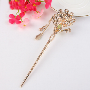 <strong>Chinese</strong> Traditional Rhinestone Peacock Opal Chain Tassel <strong>Hairpin</strong> - Product Image 3
