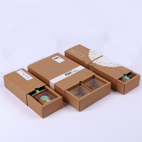 4 et 6 pack Tiroir Kraft papier Mi-automne Lune gâteau boîte transparente Givrée Jaune D'oeuf pâte Feuilletée Boîtes D'emballage
