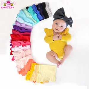Barboteuse à 3 couches pour bébé fille, couleur unie, 3 couches à volants, manches longues, vente en gros, 2019 - Product Image 1