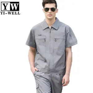 Custom ShirtとPants Workwear Gray Summer Breathable Short Sleeve Overalls Work Wear