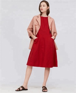 Đầm Vải Lanh Trắng Trơn Dáng Dài Cho Nữ, Đầm Không Tay Thanh Lịch Giản Dị Mùa Hè - Product Image 6