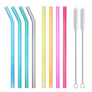 8mm Bent Borosilicate Glass Straw Reusable Eco-Friendly <strong>Drinkware</strong> <strong>Accessory</strong> in Clear or Colorful Options - Product Image 2