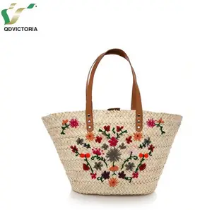 New Styles Comfortable Raffia Beach Bag Wholesale Fashion Large Beach Bag With Lace Floral
