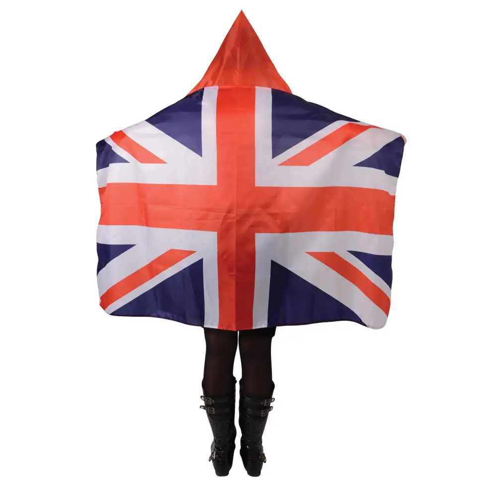 Özel yüksek kaliteli İngiliz Bayrağı Vücut Pelerin Yetişkinler Ve Çocuklar Için
